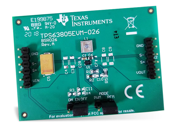 德州仪器 TPS63805EVM-026转换器评估模块 (EVM)