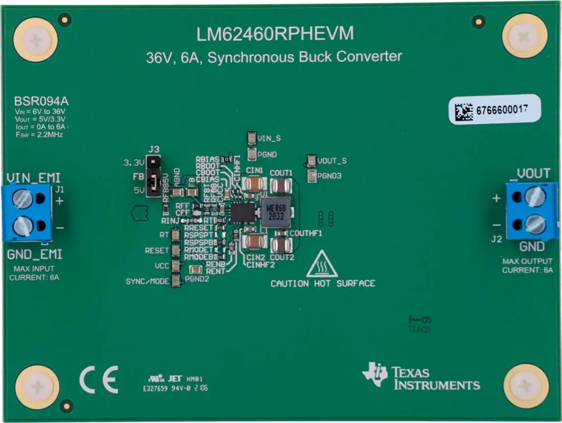 机械图纸 - 德州仪器 LM62460RPHEVM转换器评估模块