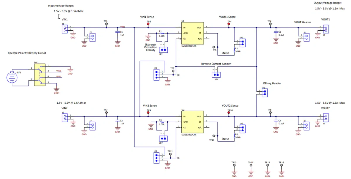 原理图 - 德州仪器 LM66100EVM评估模块