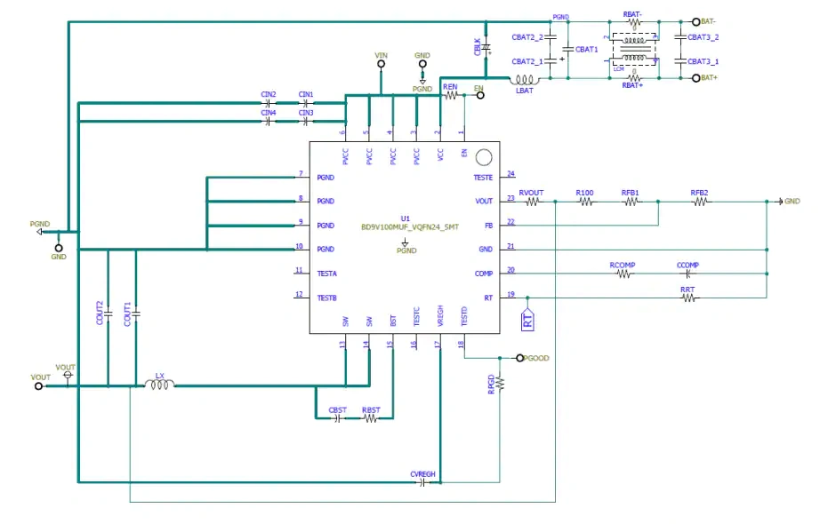 Schematic - 罗姆半导体 BD9V100MUF-EVK-001 Evaluation Board