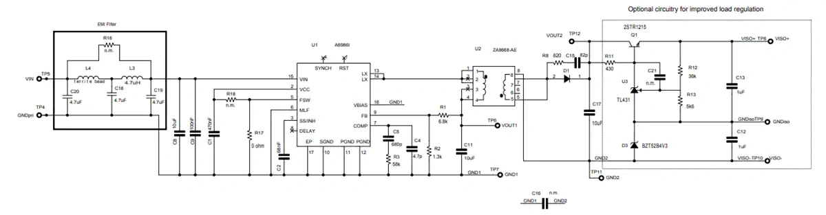 原理图 - 意法半导体 STEVAL-A6986IV1隔离降压转换器评估板