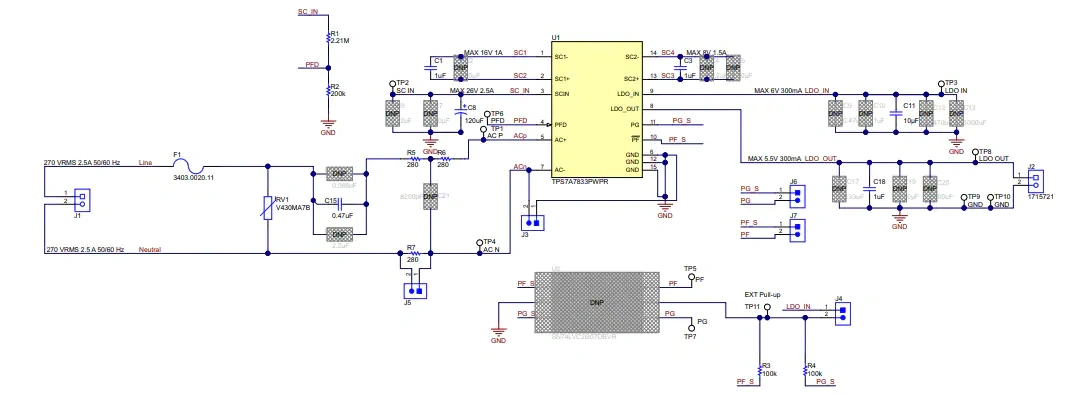 原理图 - 德州仪器 TPS7A78EVM-011评估模块