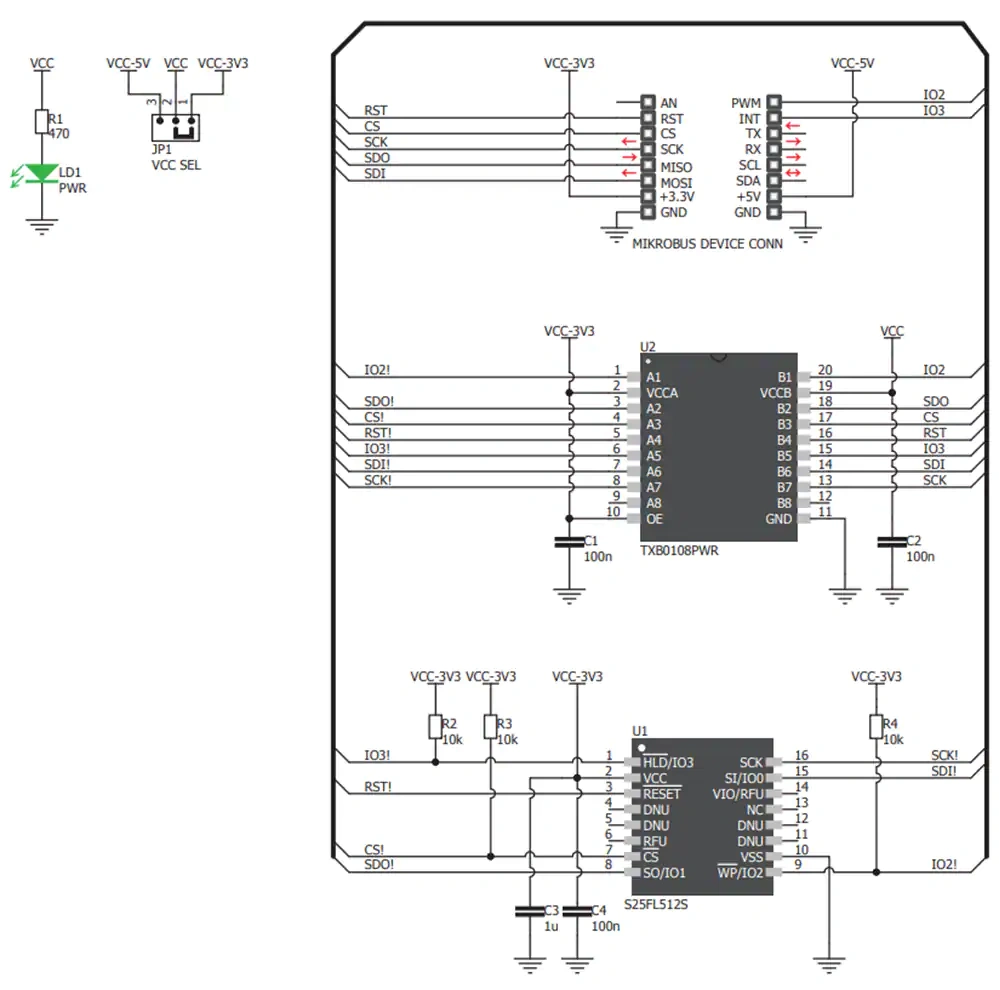 原理图 - Mikroe Flash 4 click板 (MIKROE-3191)