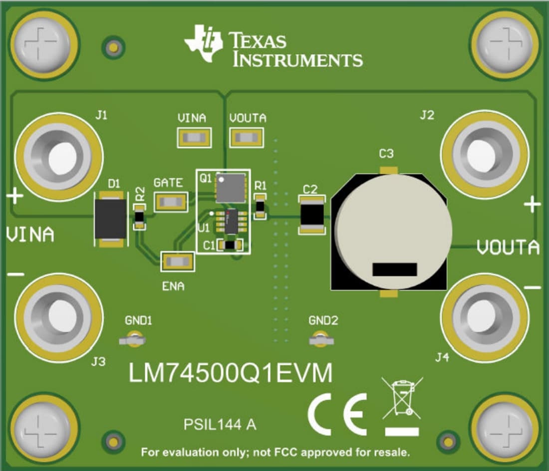 机械图纸 - 德州仪器 LM74500Q1EVM控制器评估模块