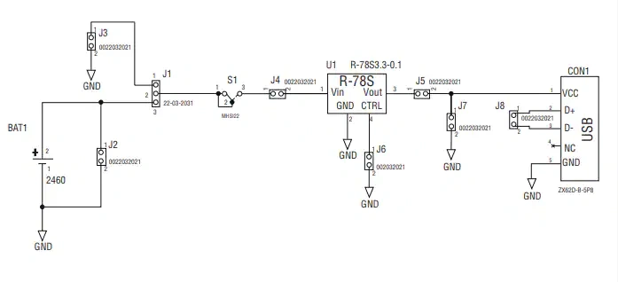 Schematic - RECOM Power R-78S3.3-0.1-EVM-1 Evaluation Module