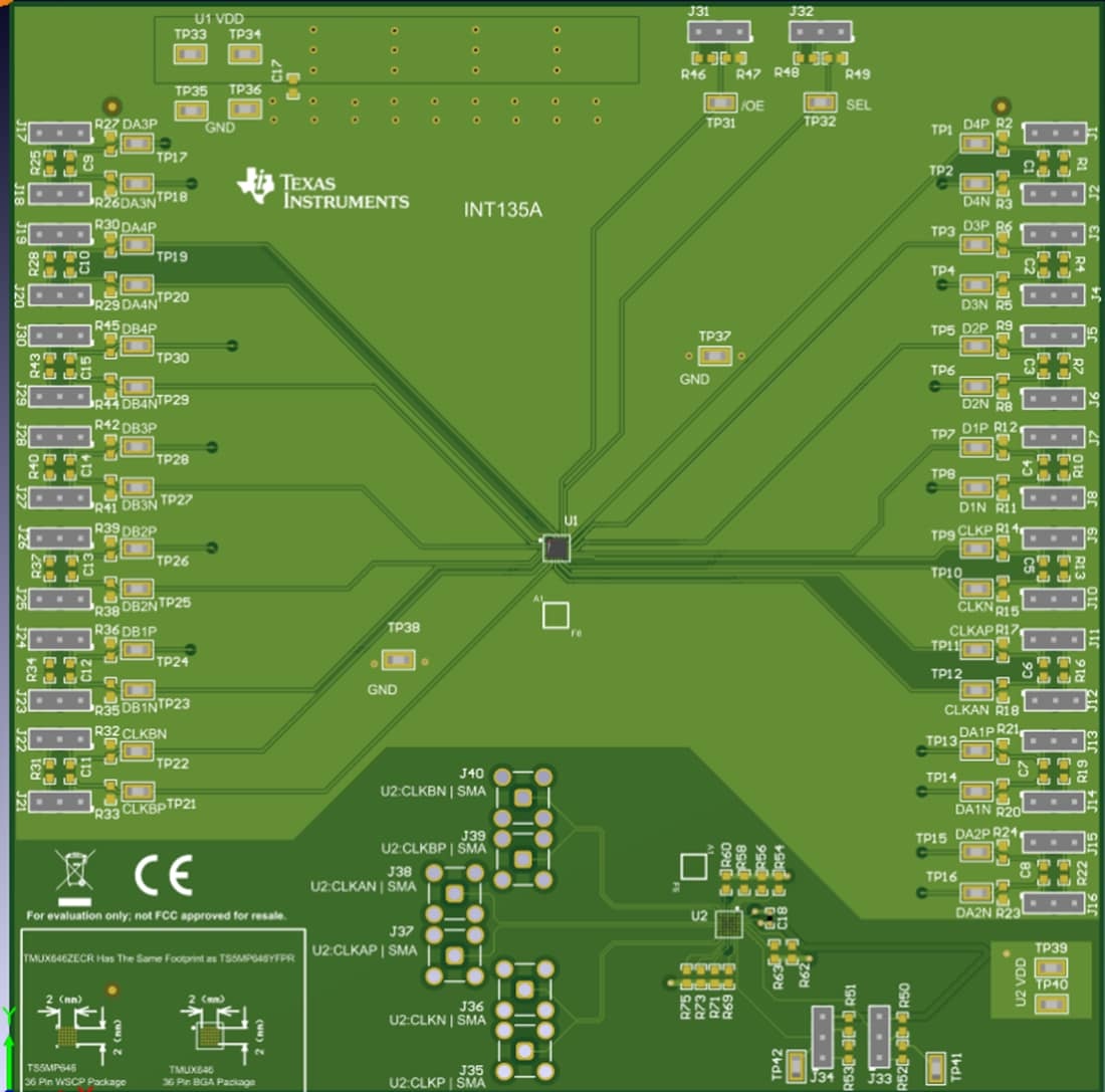 机械图纸 - 德州仪器 TMUX646EVM开关评估模块 (EVM)