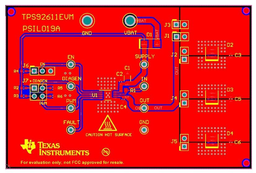 位置电路 - 德州仪器 TPS92611EVM LED驱动器评估模块