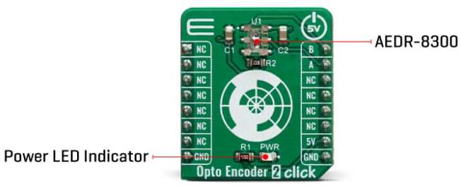 Mikroe MIKROE-3634 Opto Encoder 2 Click Board