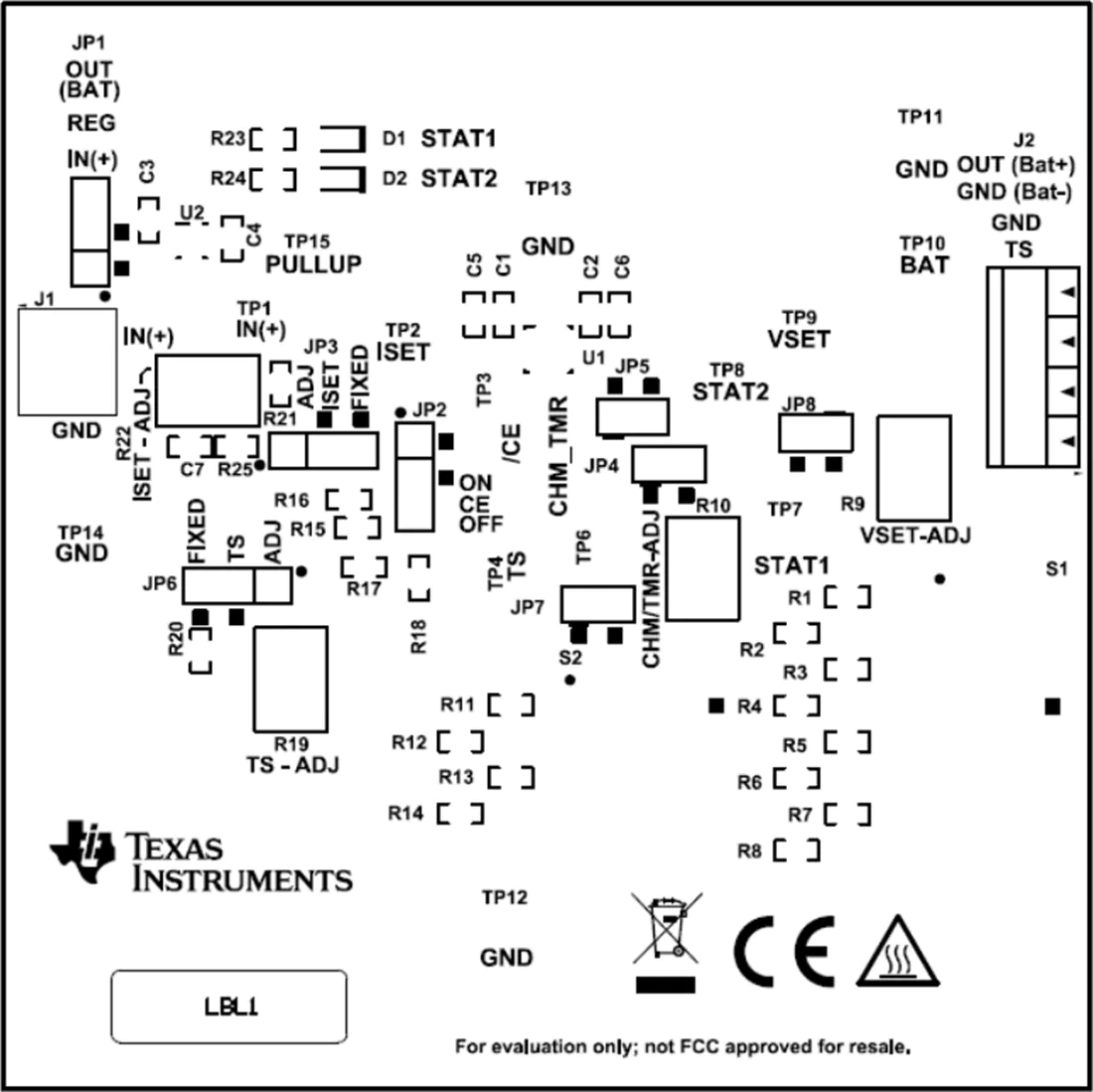 机械图纸 - 德州仪器 bq25171EVM充电器评估模块 (EVM)