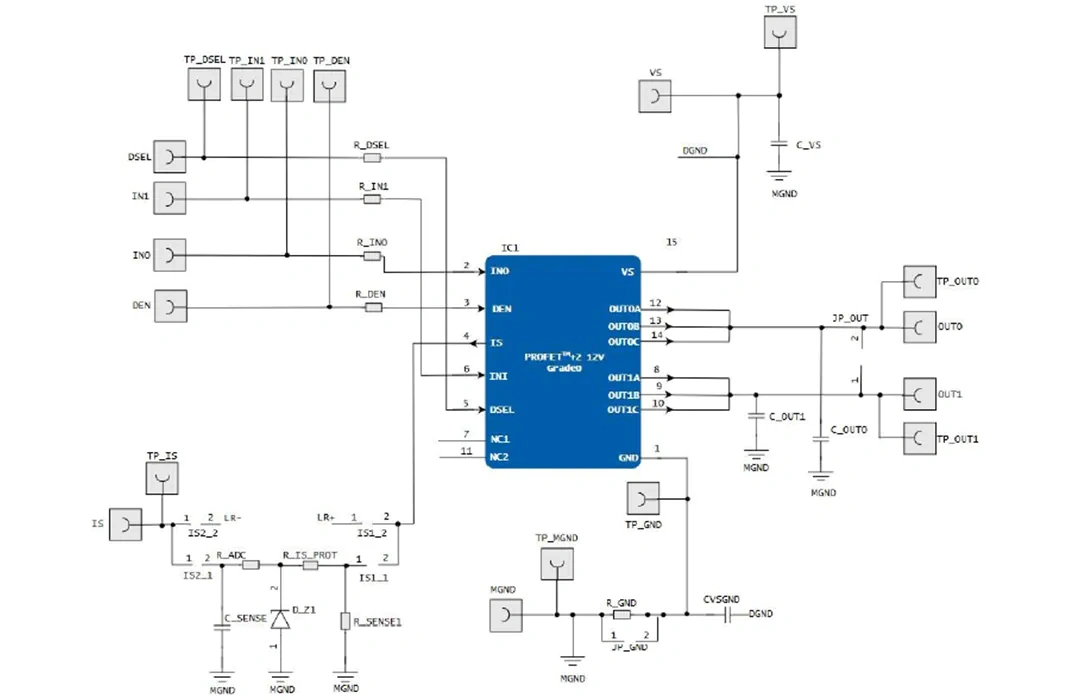 原理图 - 英飞凌 PROFET™+ 2 BTS7080 12V评估板