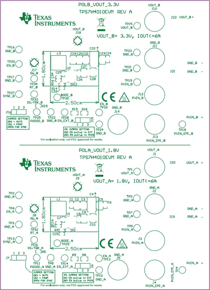 机械图纸 - 德州仪器 TPS7H4010EVM转换器评估模块 (EVM)