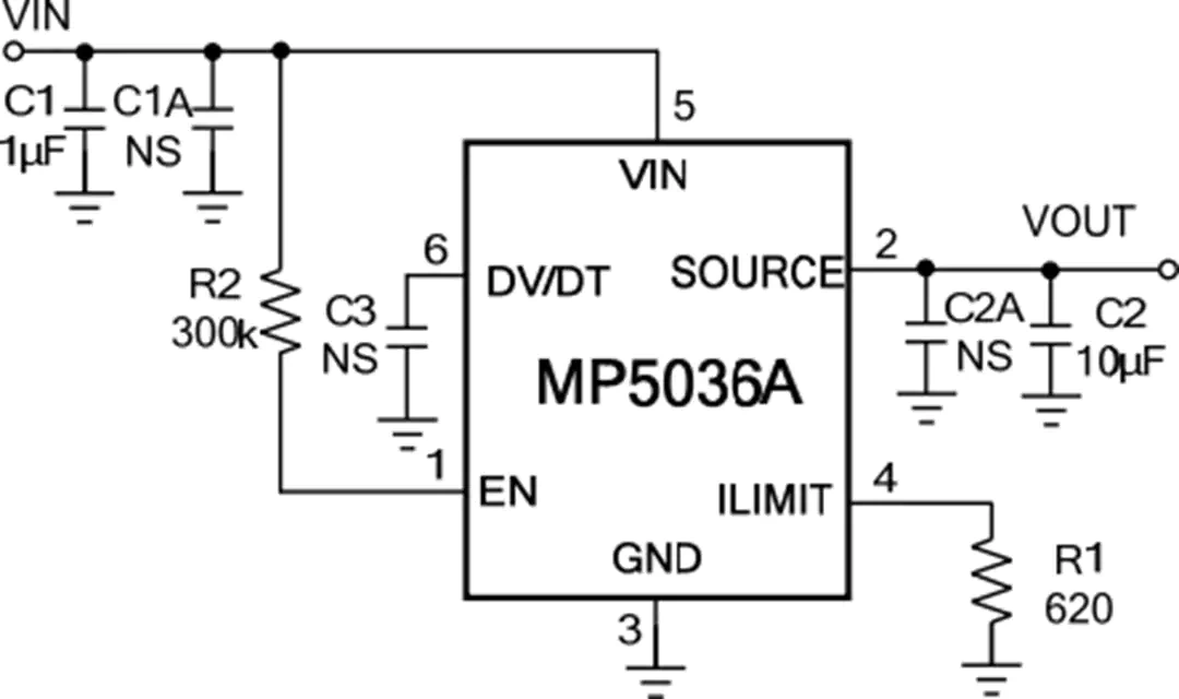 Schematic - Monolithic Power Systems (MPS) EV5036A-J-00A Evaluation Board