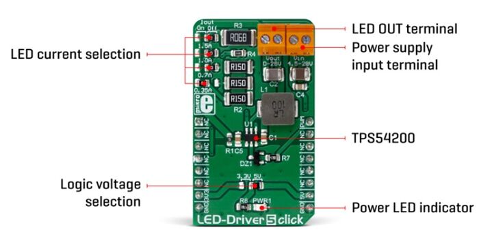 Mikroe MIKROE-3297 LED驱动器5 Click板