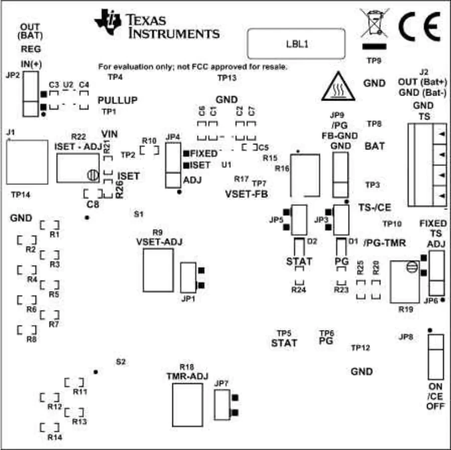 机械图纸 - 德州仪器 bq25170EVM电池充电器评估模块