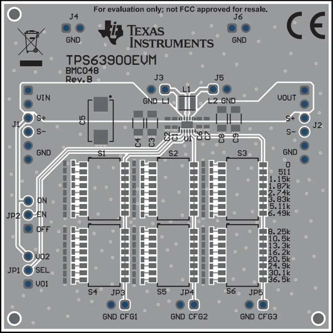 机械图纸 - 德州仪器 TPS63900EVM转换器评估模块 (EVM)