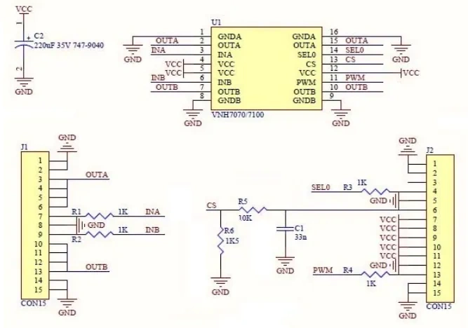 原理图 - 意法半导体 VNH7070BAS评估板