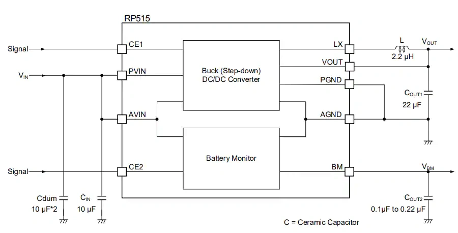 Application Circuit Diagram - 理光微电子RP515K183C-EV Evaluation Board