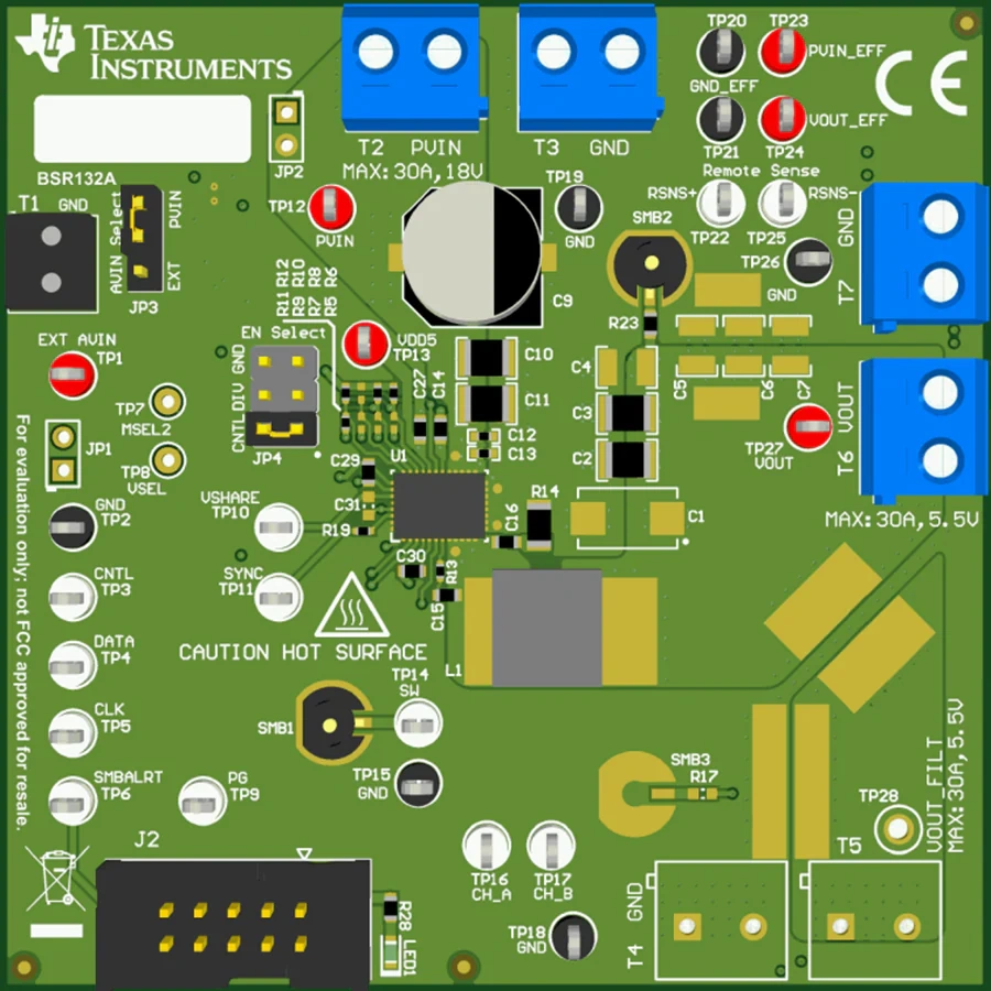 机械图纸 - 德州仪器 TPS546A24AEVM-1PH转换器评估模块