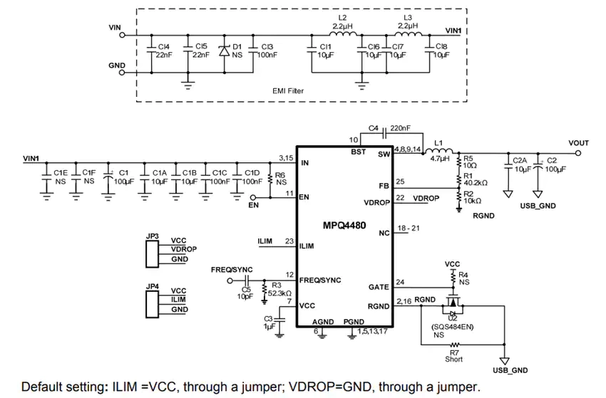 Schematic - Monolithic Power Systems (MPS) EVQ4480-V-00A Evaluation Board