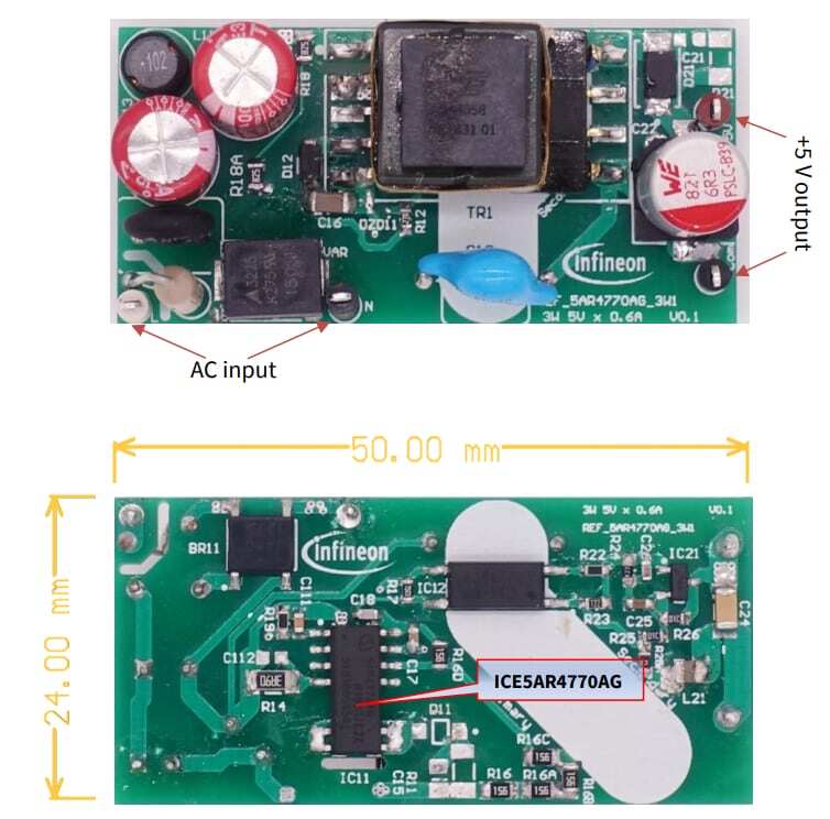 框图 - 英飞凌 ICE5AR4770AG 3W反激式电源板