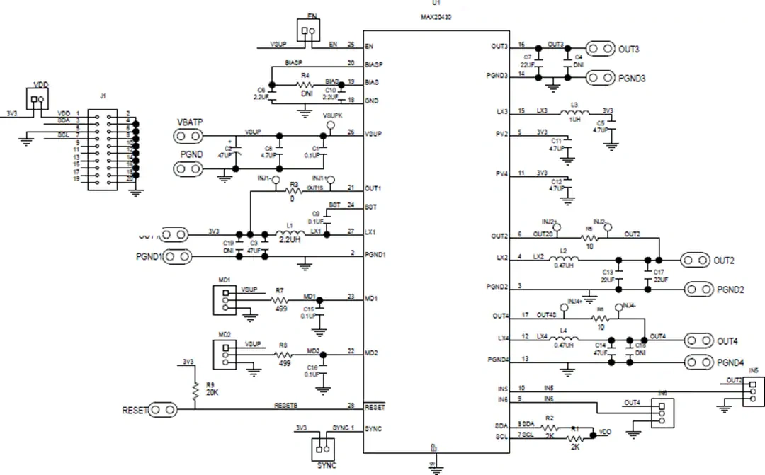 原理图 - 美信半导体 MAX20430EVKIT评估套件