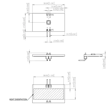 Mechanical Drawing - Lumex LDM-LXF1017030UVC Evaluation Board