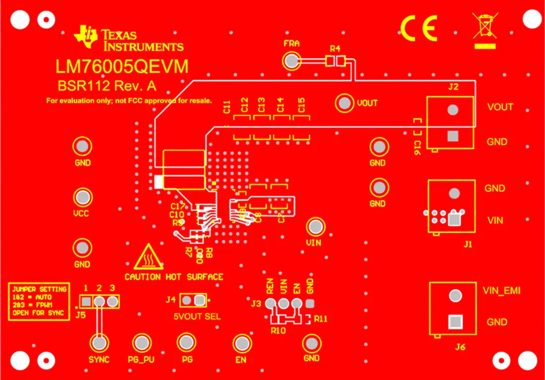 机械图纸 - 德州仪器 LM76005QEVM转换器评估模块 (EVM)