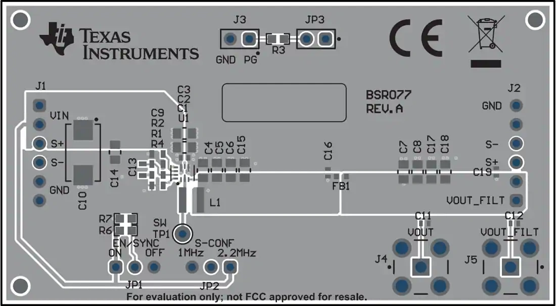 机械图纸 - 德州仪器 TPS6291xEVM-077转换器评估模块