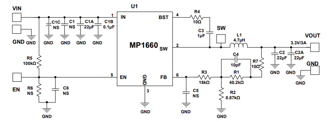 Schematic - Monolithic Power Systems (MPS) EV1660-TF-00A Evaluation Board