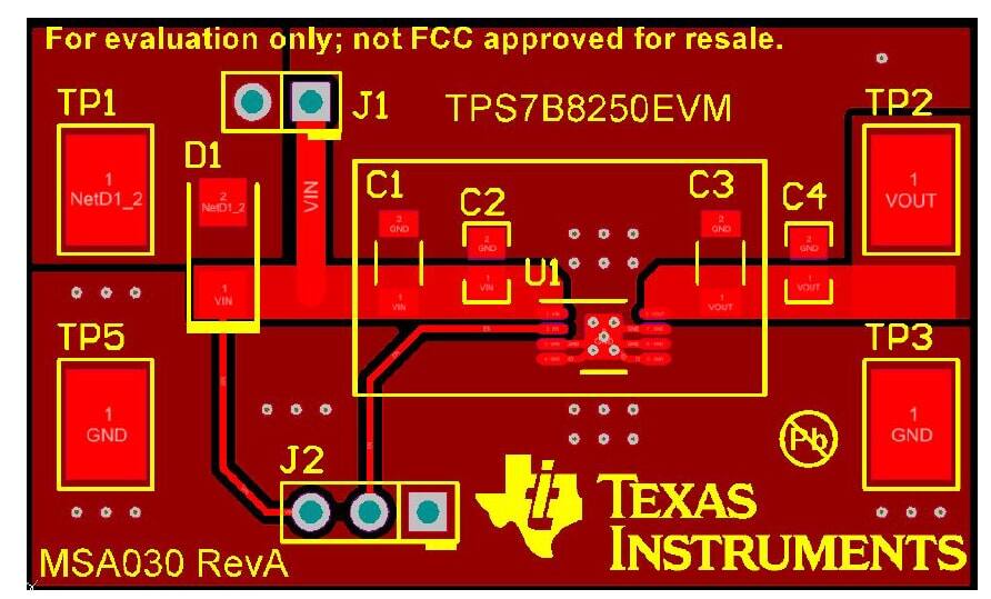 框图 - 德州仪器 TPS7B8250EVM评估模块