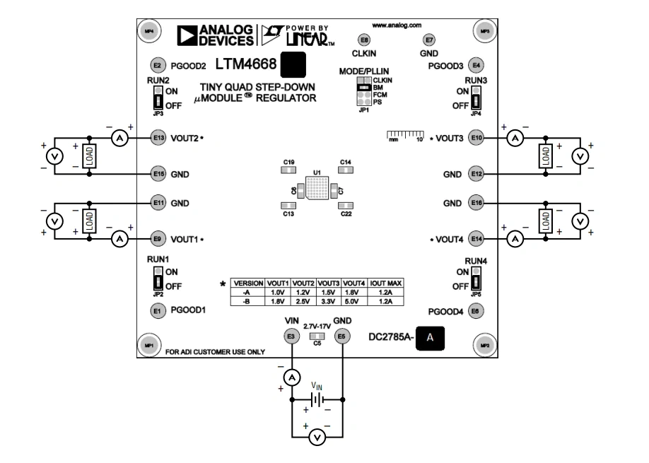 位置电路 - Analog Devices Inc. 用于LTM4668的DC2785A-A演示板