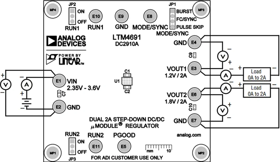 机械图纸 - Analog Devices Inc. DC2910A LTM4691 µModule®稳压器用演示板