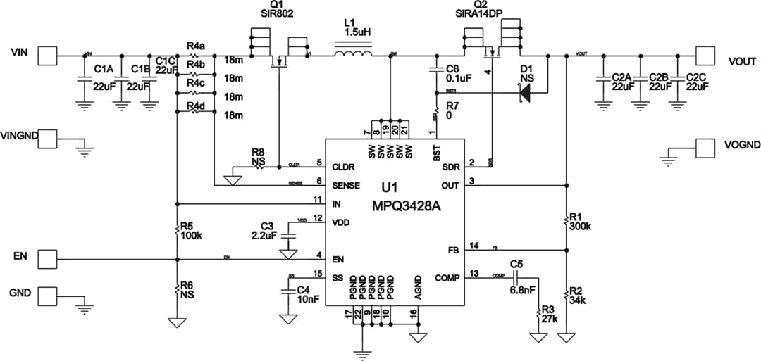 Schematic - Monolithic Power Systems (MPS) EVQ3428A-L-00A Evaluation Board