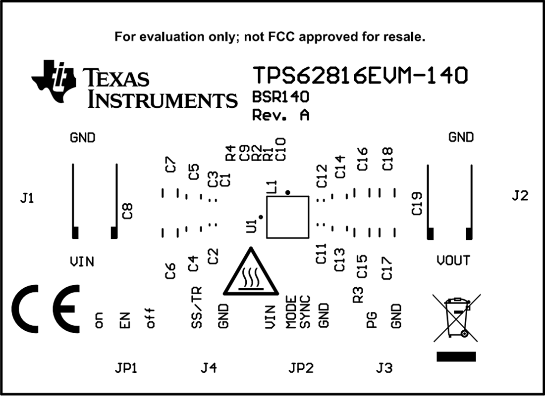 机械图纸 - 德州仪器 TPS62816EVM-140转换器评估模块