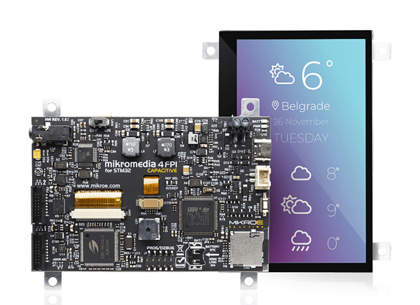 Mikroe 用于STM32F4电容式FPI的Mikromedia 4，带框架