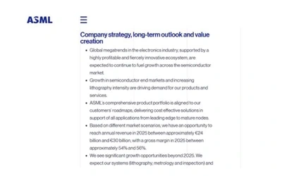 芯片产业前景广阔!光刻机巨头阿斯麦(ASML.US)上调2025年营收预期